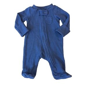 Carters Child Of Mine Preemie Baby Boy Sleeper Zipper Blue Outfit Waffle Weave